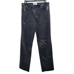 Agolde Women's 90s Pinch Waist Black Recycled Leather Straight Leg Pants USA‎ 28